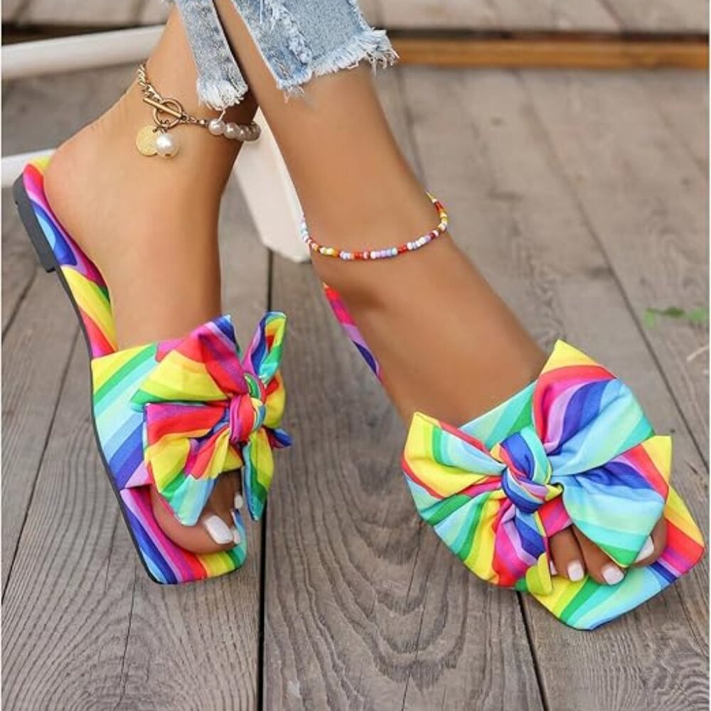 Graphic Print Dressy Open Square Toe Summer Sandals